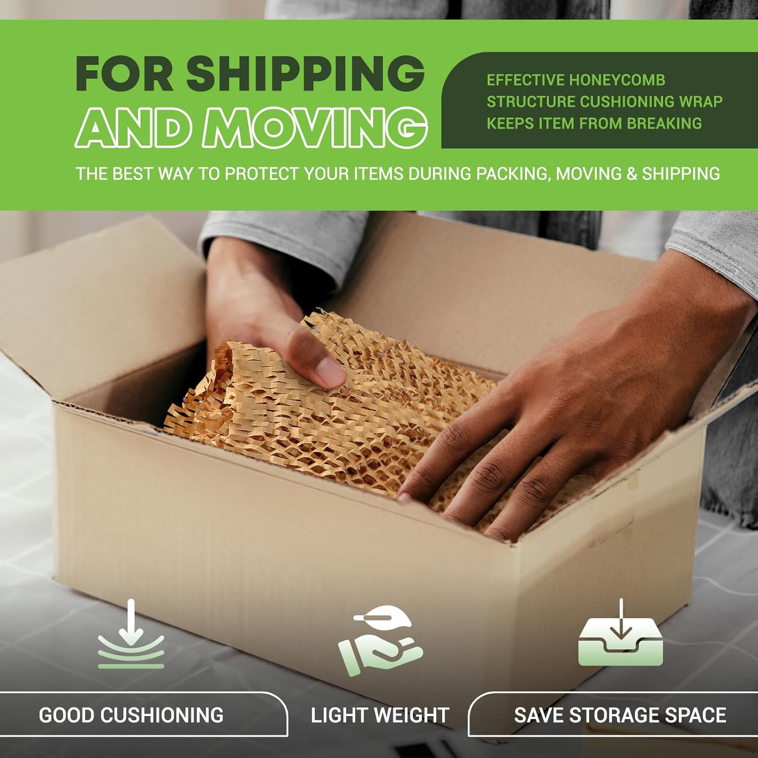 Сотовая бумага, ширина 30, 38, 50 см, длина 10 м - 250 м в рулоне, настраиваемая