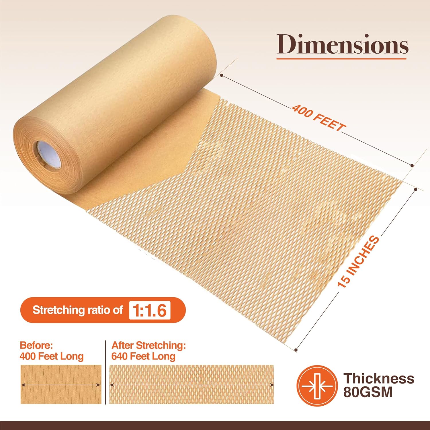 Сотовая бумага, ширина 30, 38, 50 см, длина 10 м - 250 м в рулоне, настраиваемая